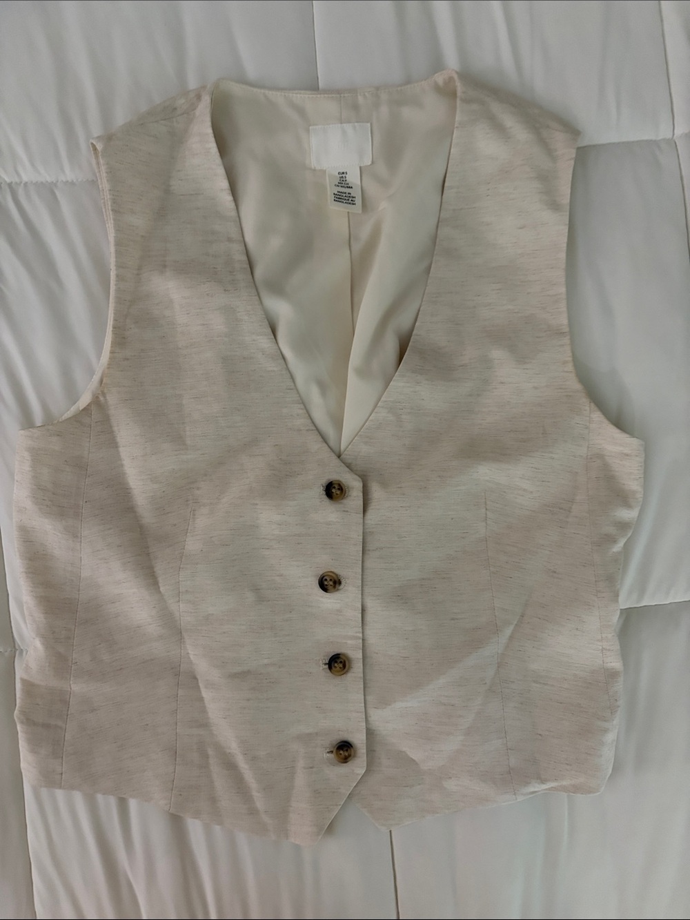 Cream Button-Front Women's Vest